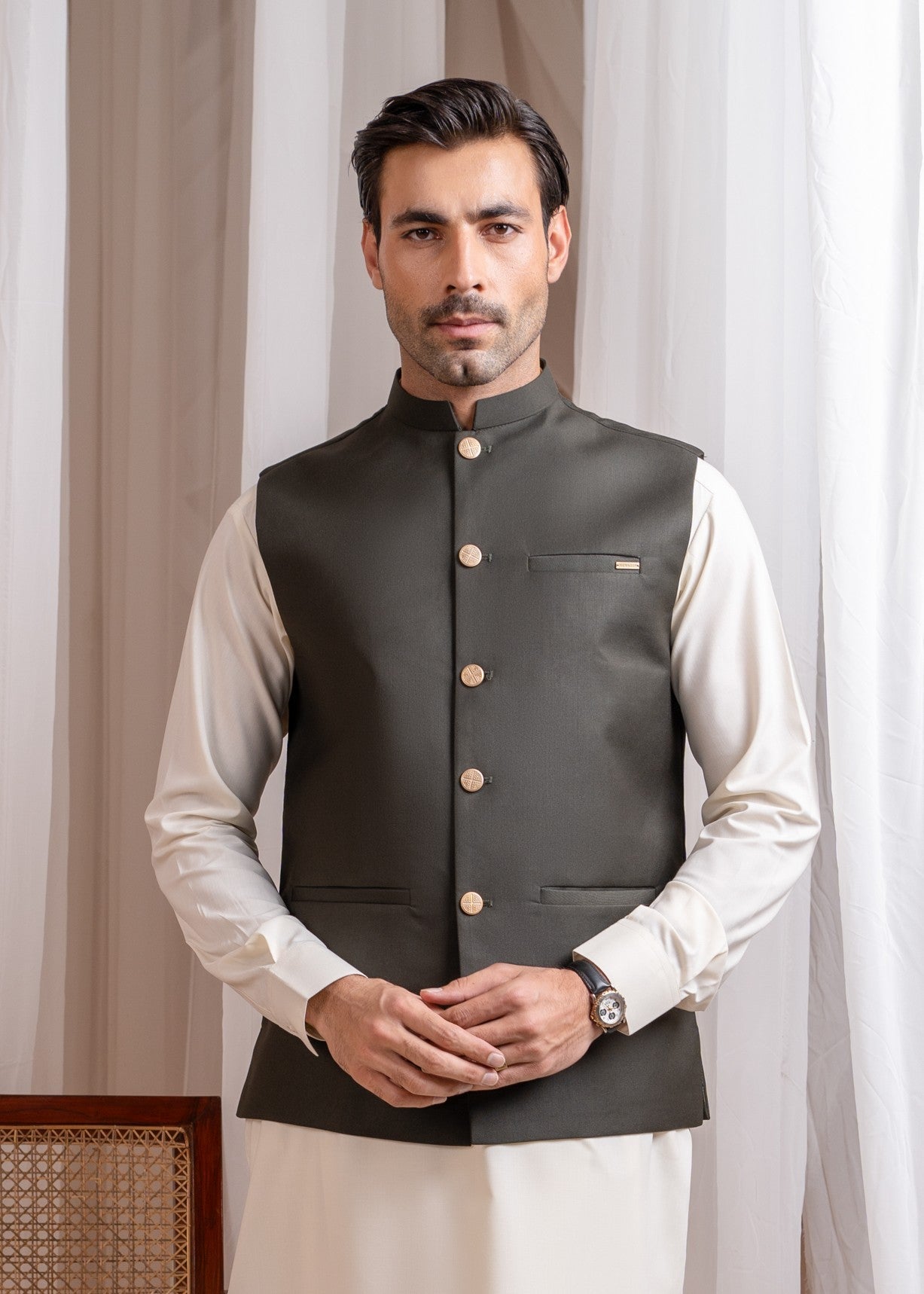 suiting Waistcoat in Dark green