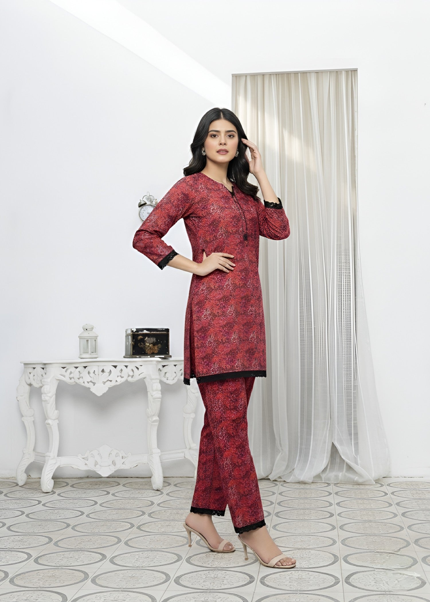 cambric Co Ord Sets in Blood red