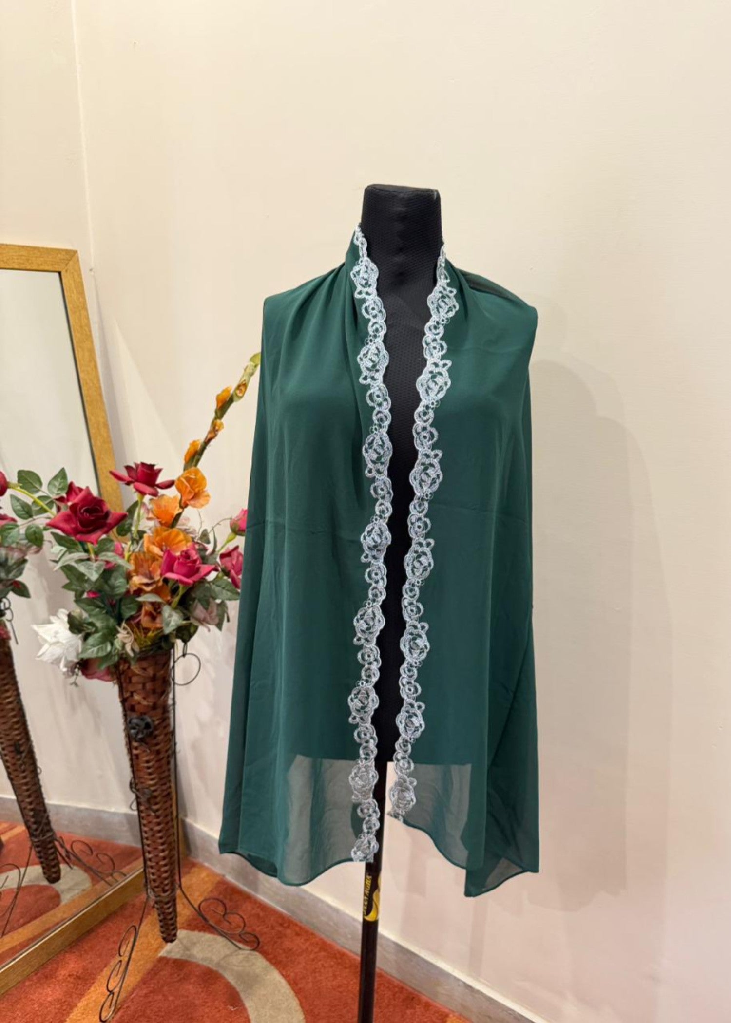 georgette chiffon Hijab in Bottle green
