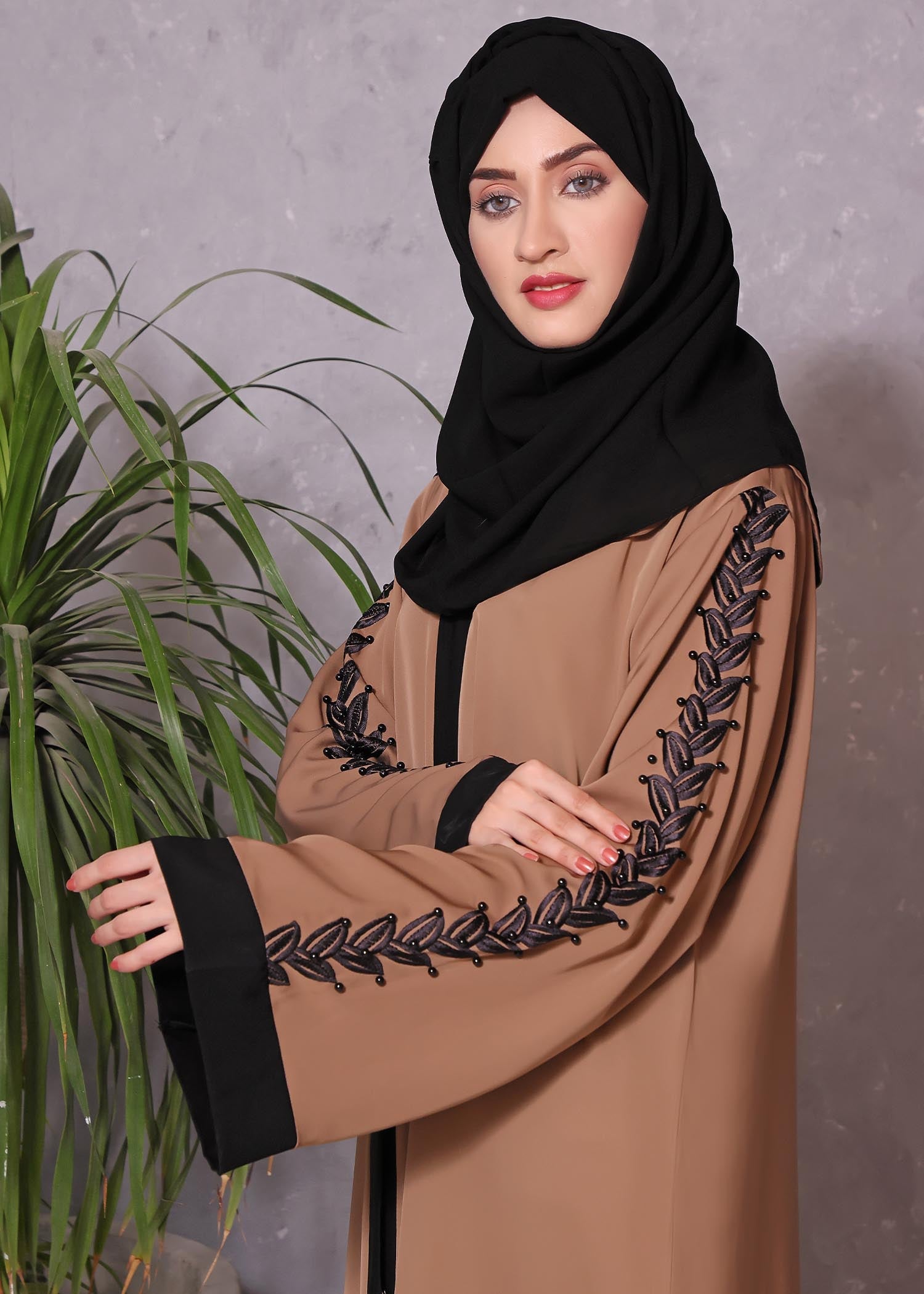 nidha Abaya in Camel brown