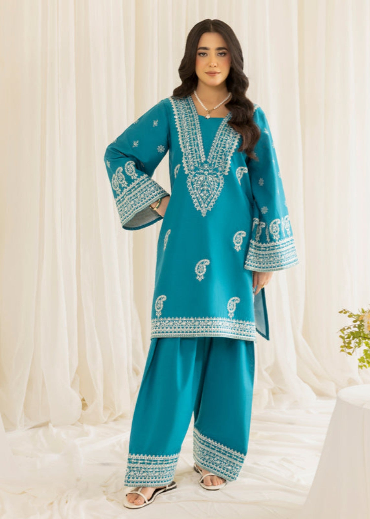 cotton dobby Kurta Set in Blue