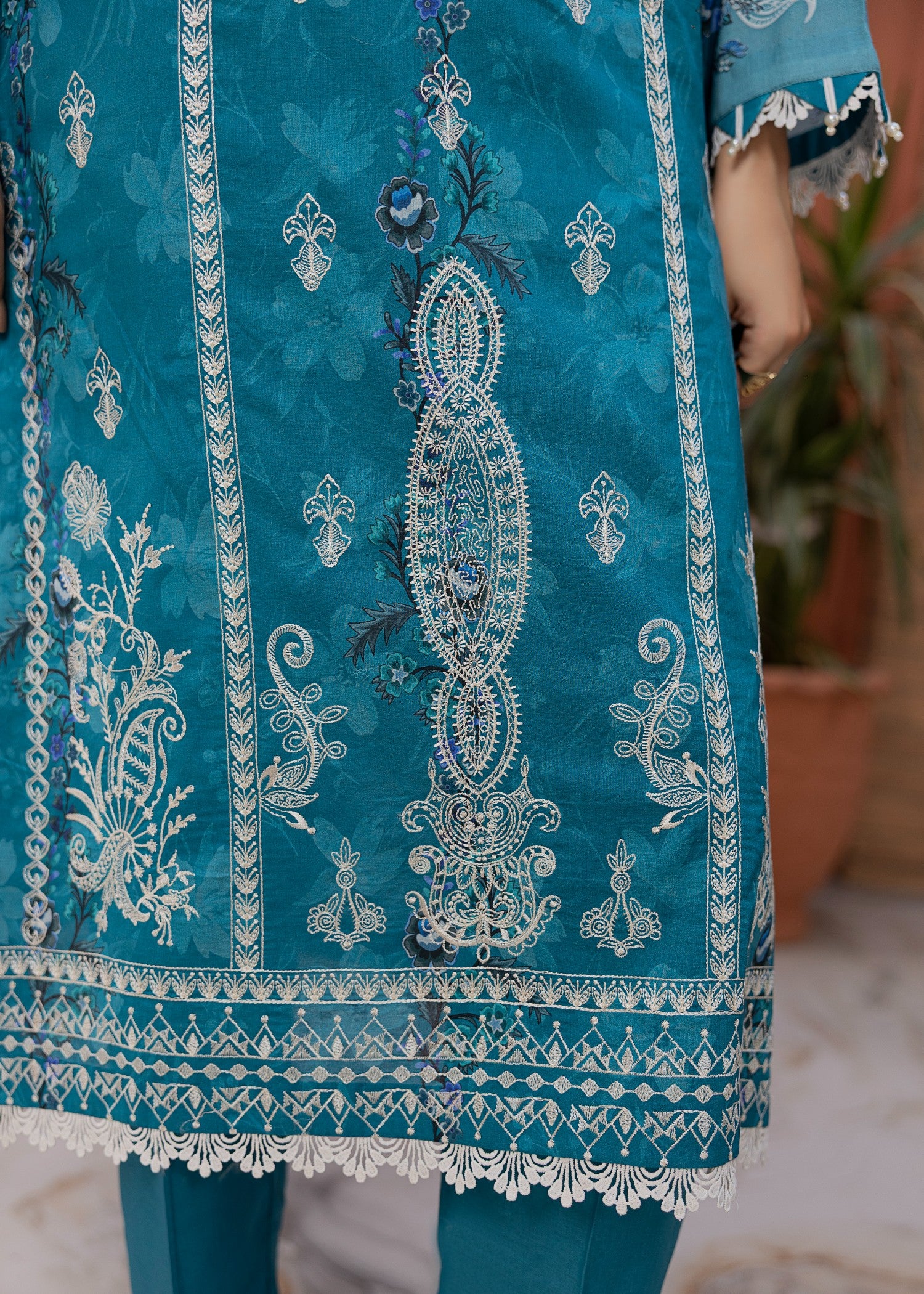 lawn Kurta Set in Yale blue