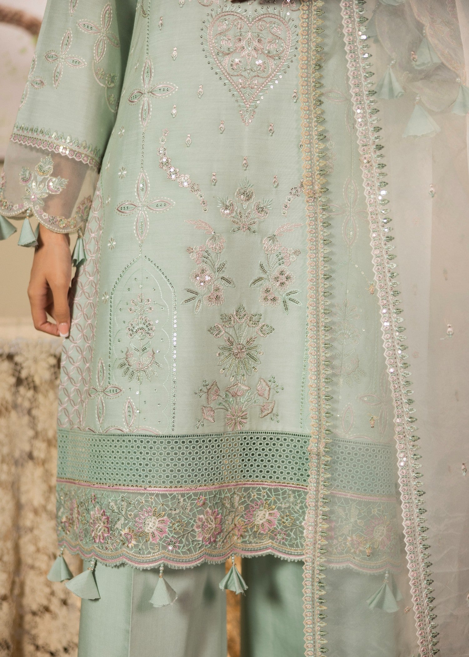 viscose Kurta Set in Tea green