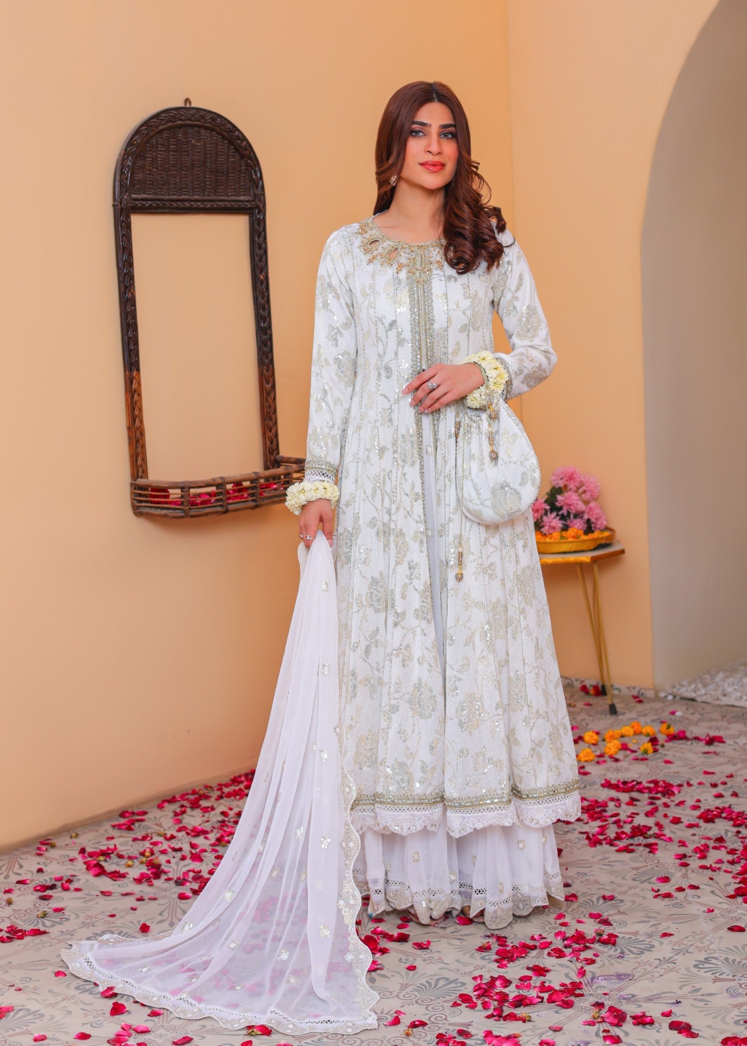 bemberg crinkle chiffon Maxi in White