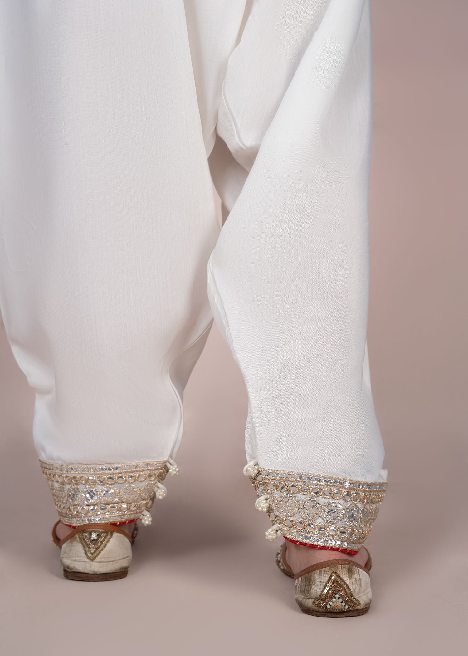 viscose raw silk Shalwar in Eggshell