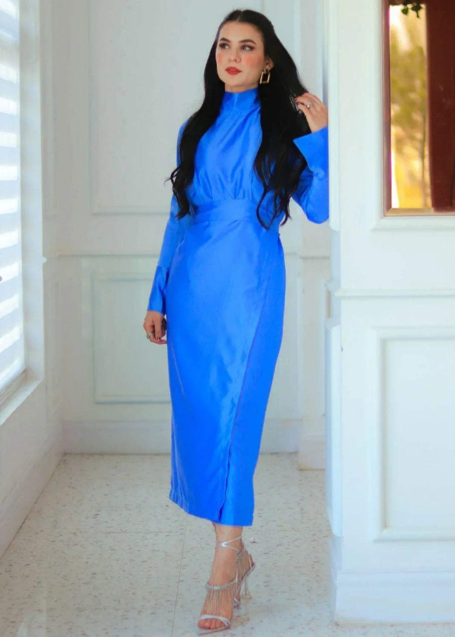 silk Dress in Royal blue