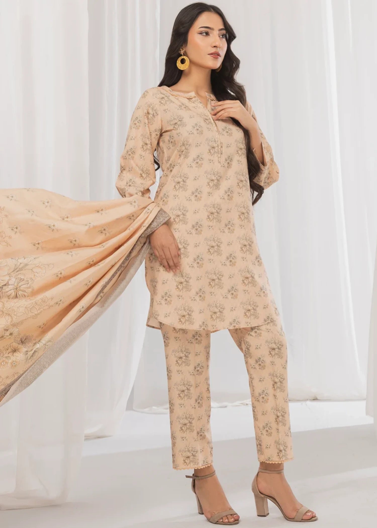 dhanak Unstitched in Antique white