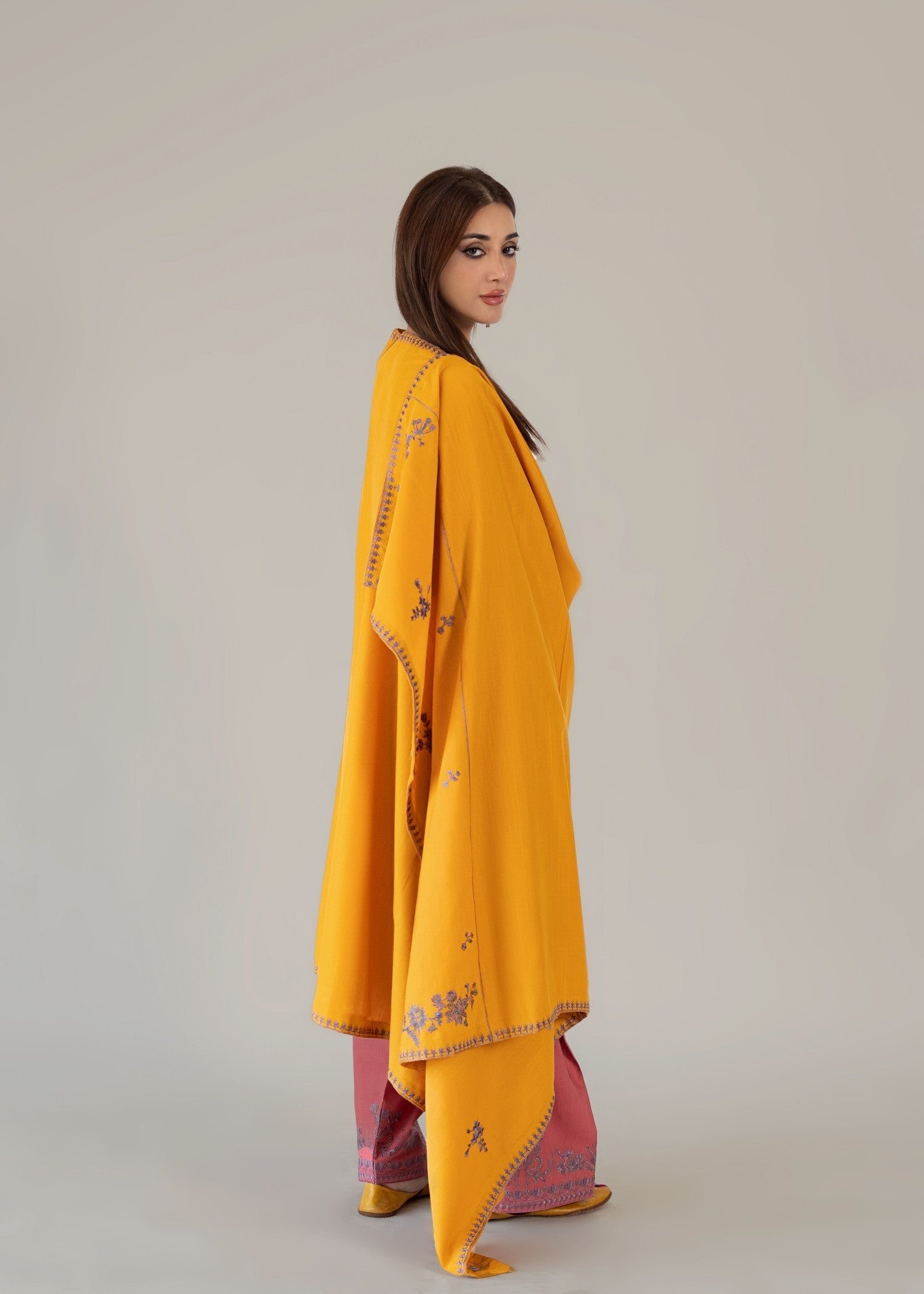 slub khaddar Kurta Set in Pink