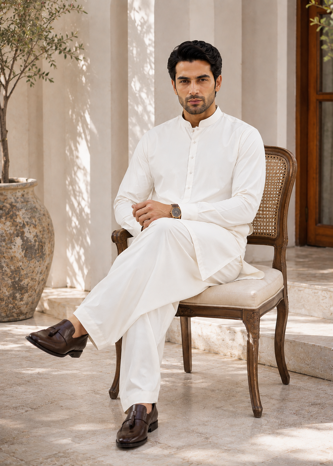 blend boski Shalwar Kameez in White, off-white
