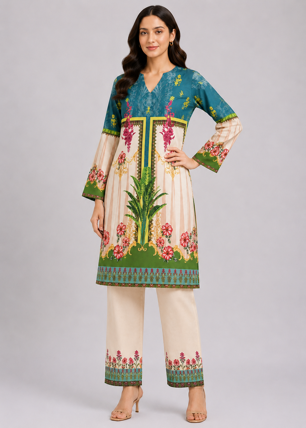 poly lawn Co Ord Sets in Sea green