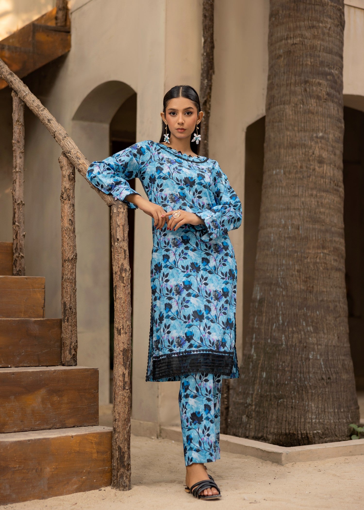 lawn Co Ord Sets in Sky blue, royal blue