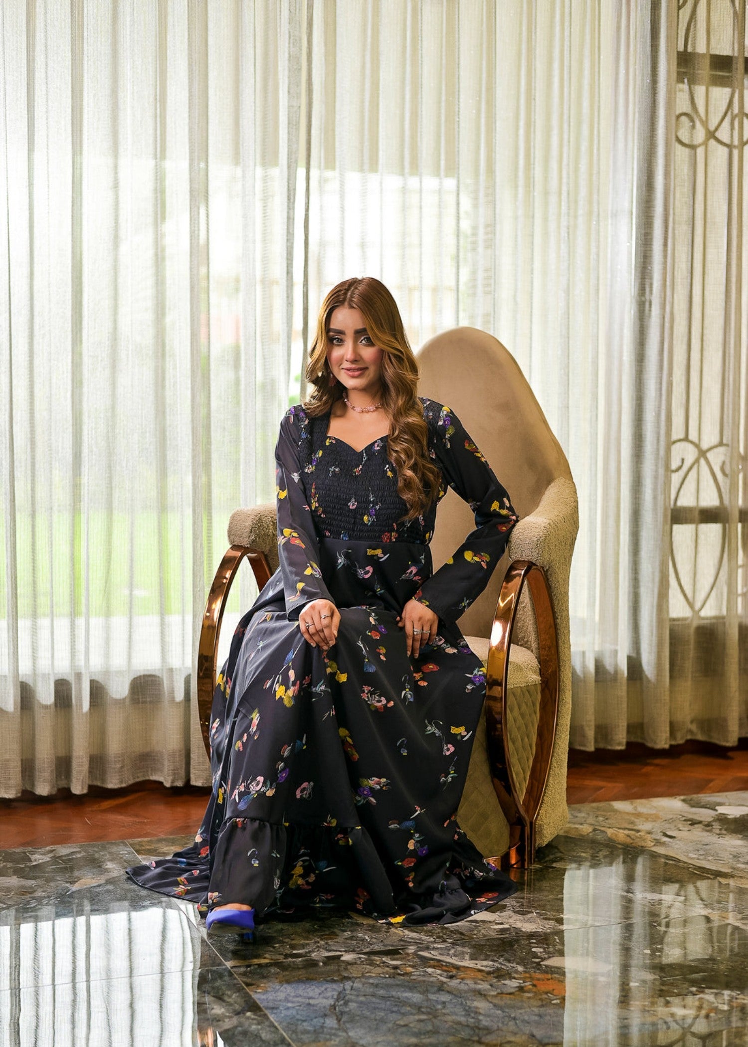 silk crepe Maxi in Black