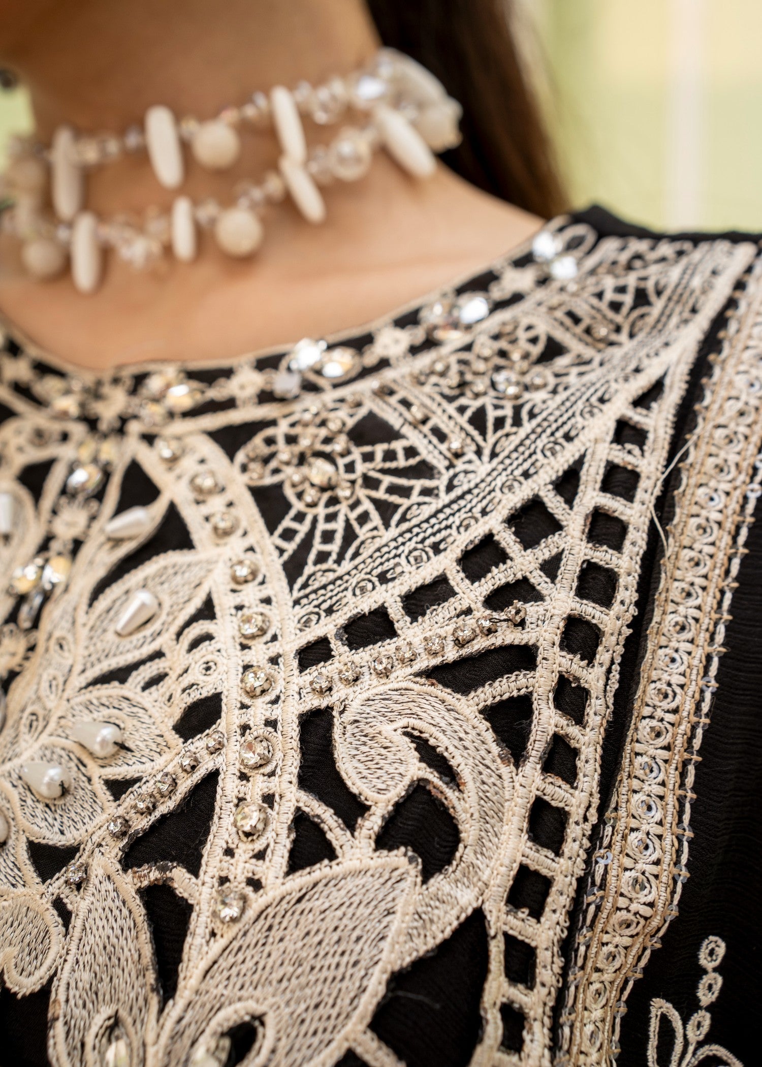 crinkle chiffon Kurta Set in Black
