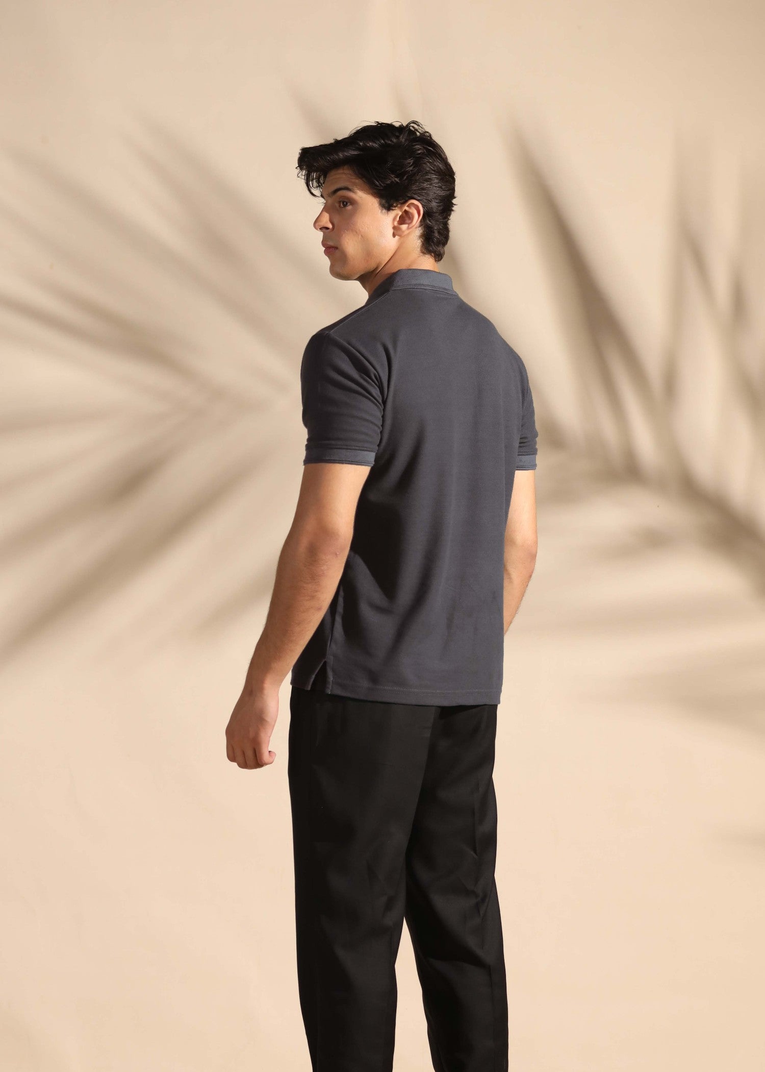 cotton pique Polo Shirt in Charcoal by Omh