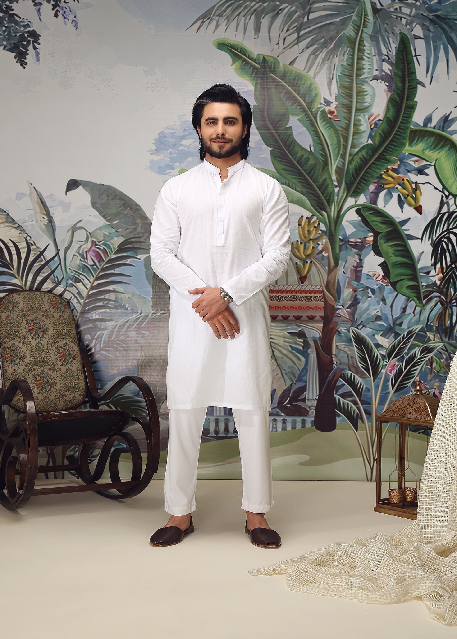 cotton dobby Kurta in White