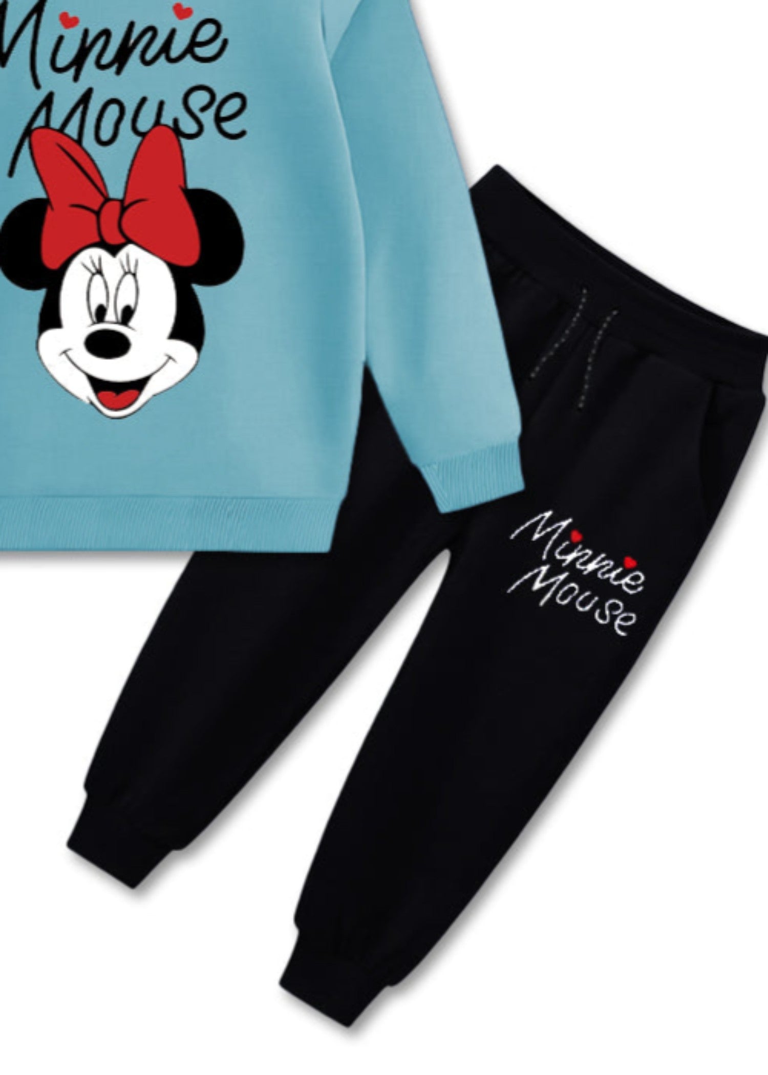 fleece Sweatshirt in Black, light blue