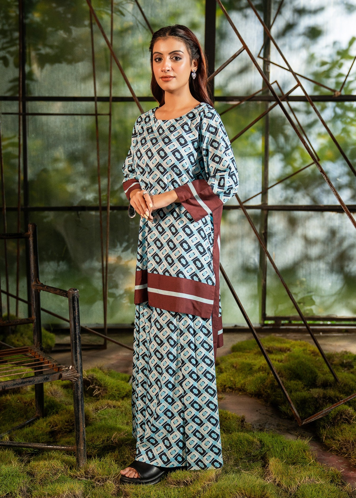pure viscose Co Ord Sets in Light blue, jet black, rustic brown