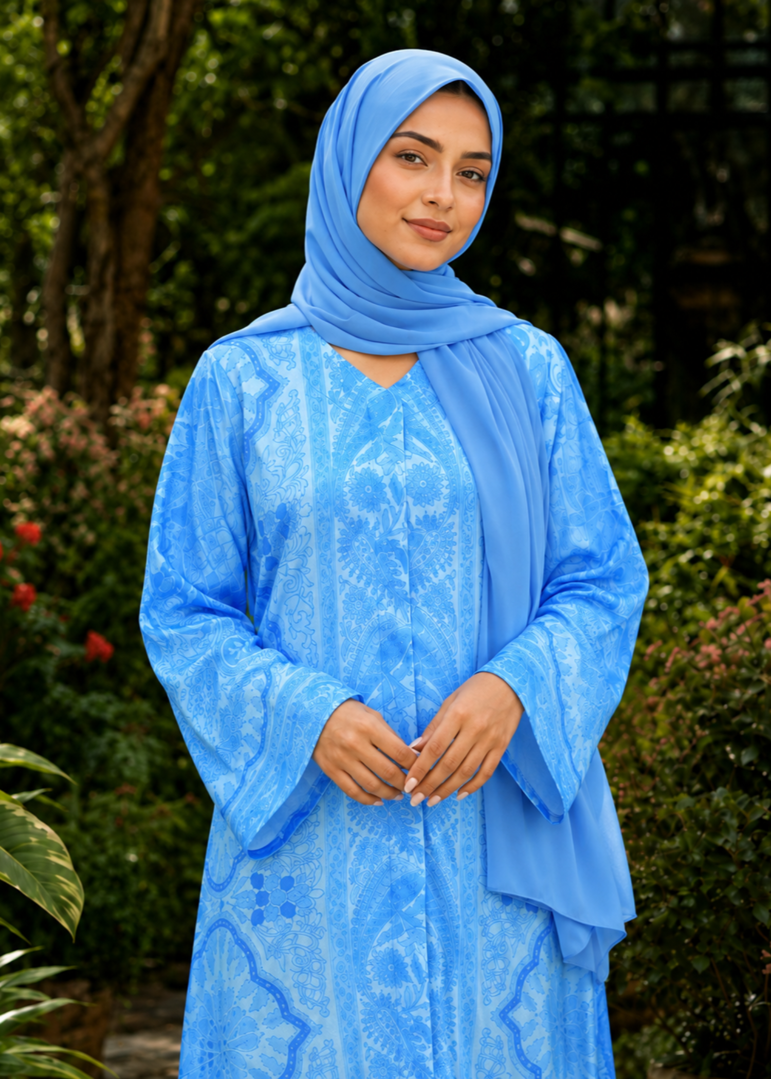 silk georgette Abaya in Baby blue