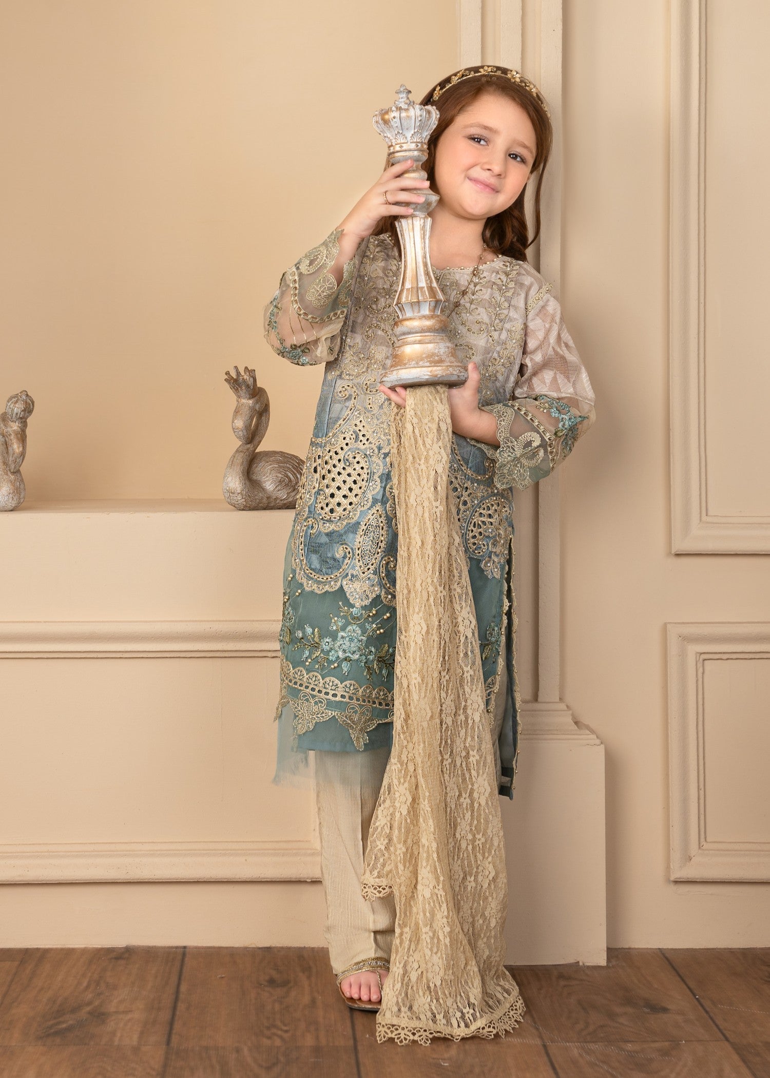 khaddi net Kurta Set in Multi