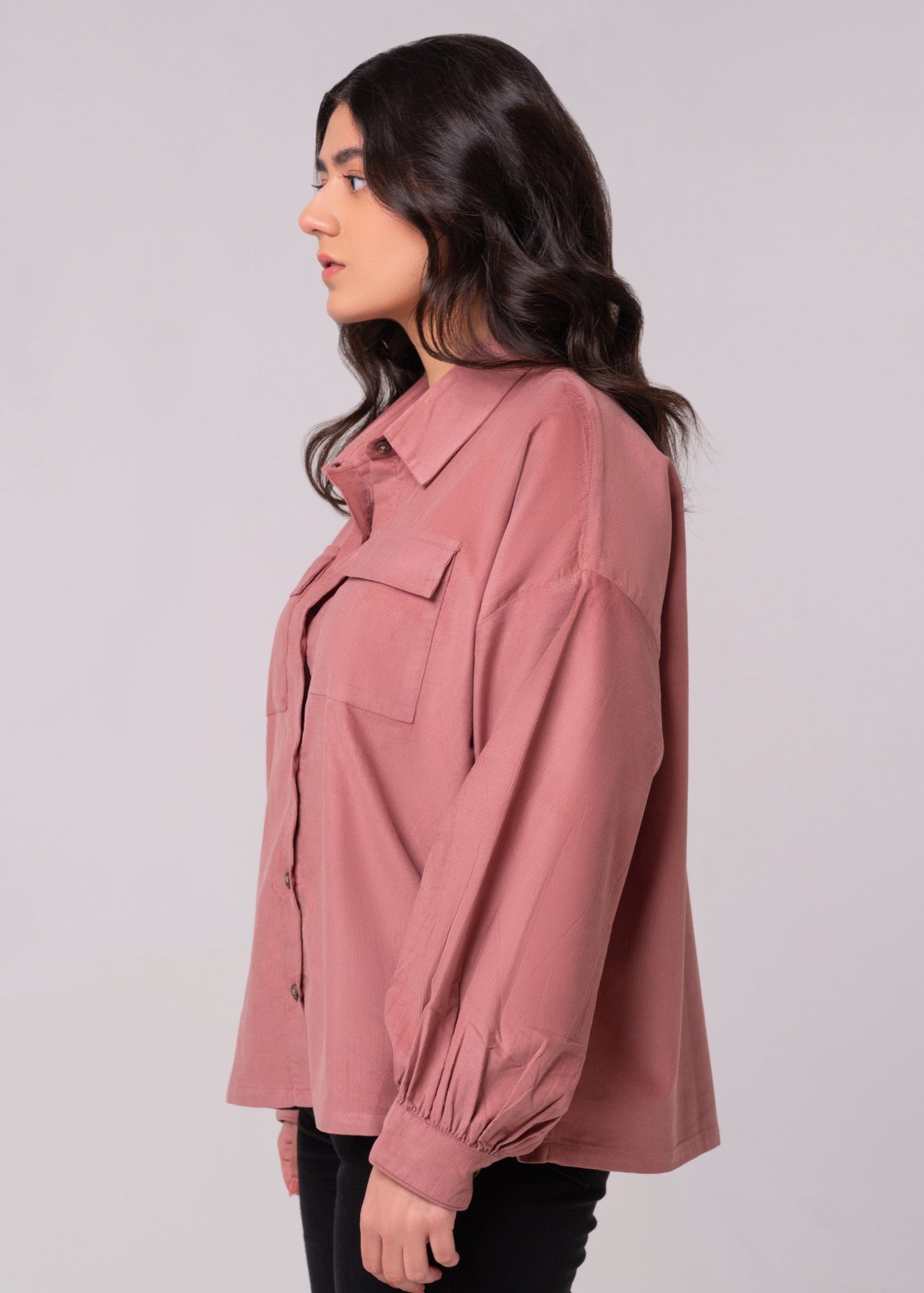 corduroy Top in Mauve pink
