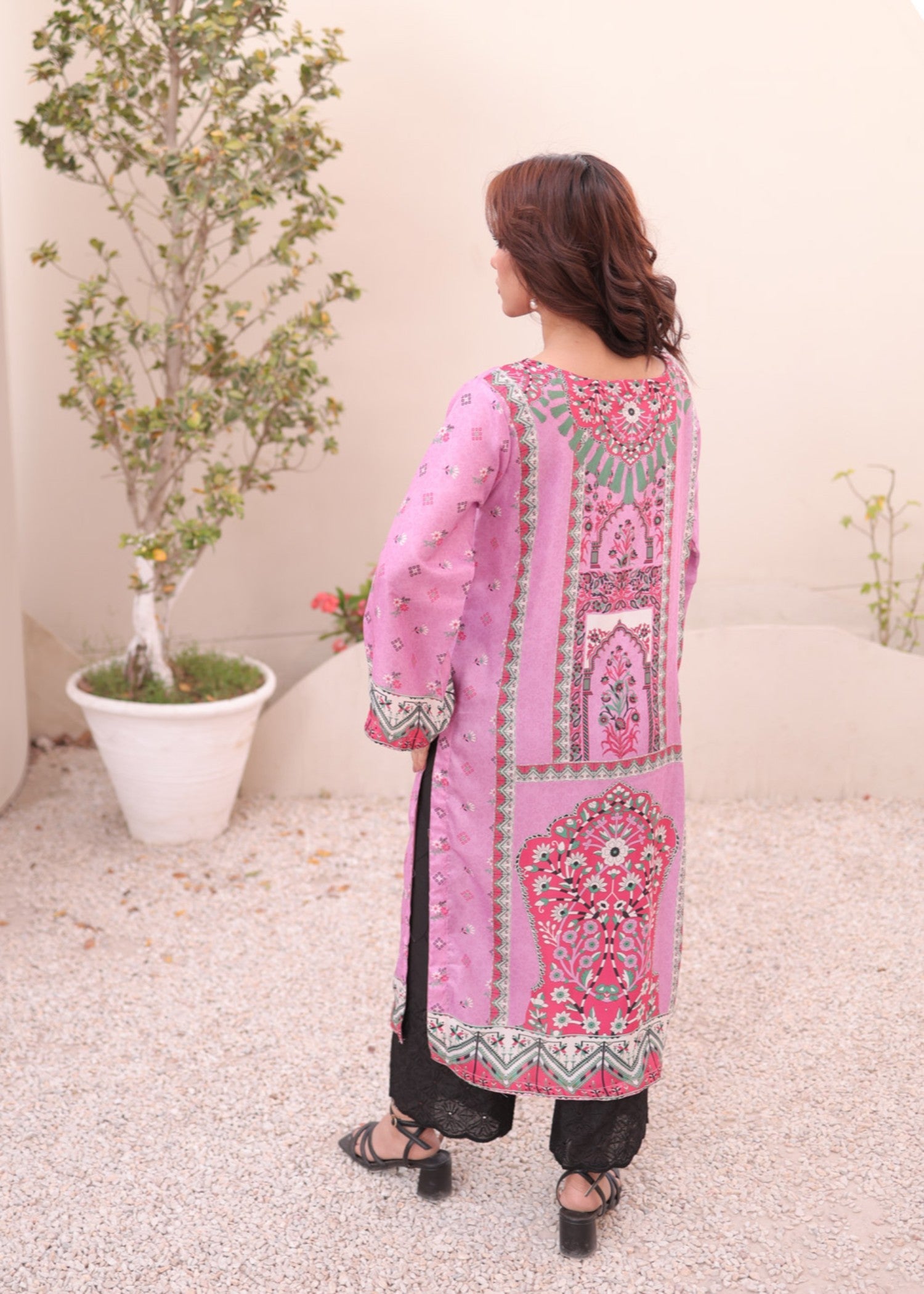 raw silk Kurti in Lavender pink
