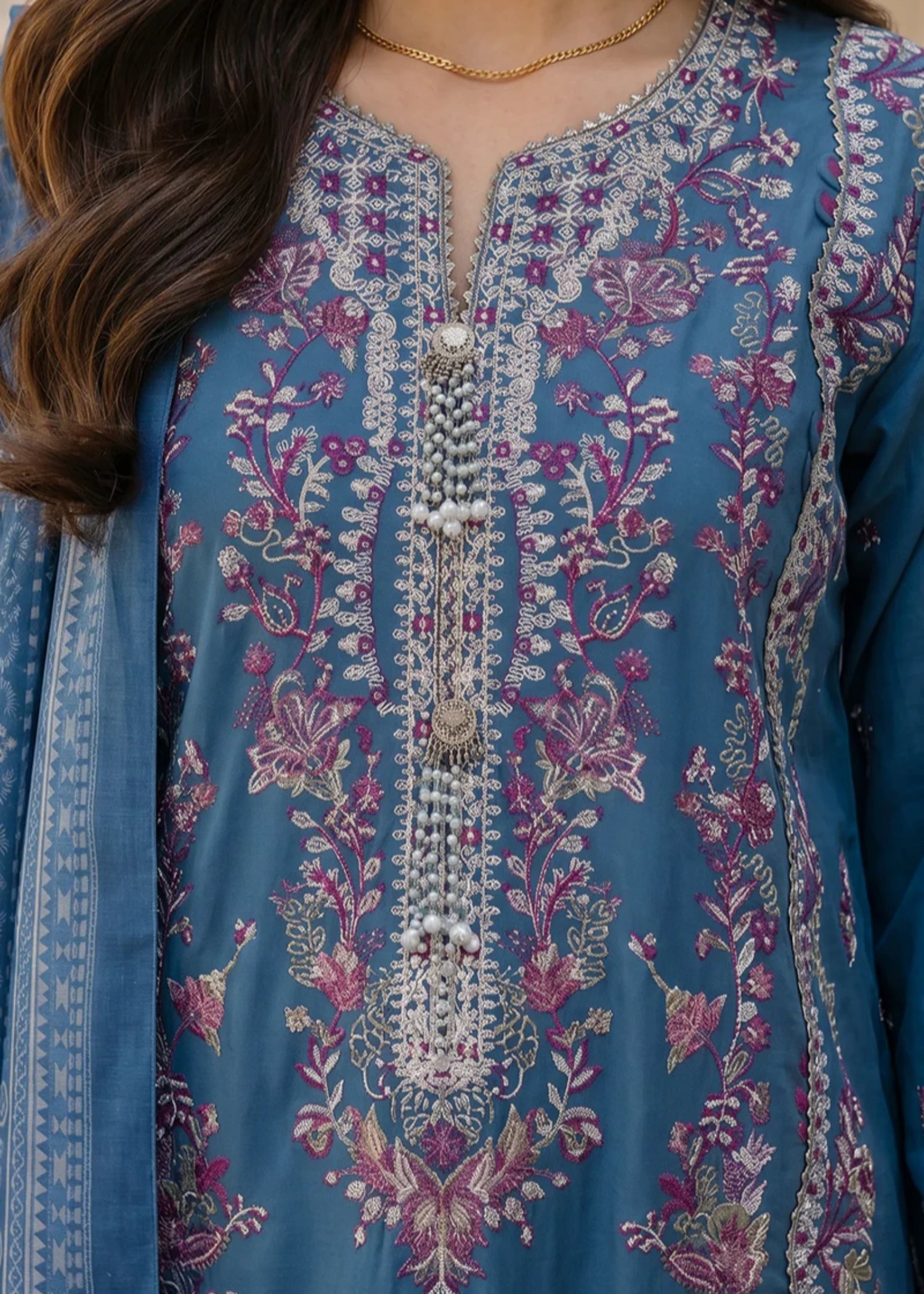 lawn Unstitched in Blue