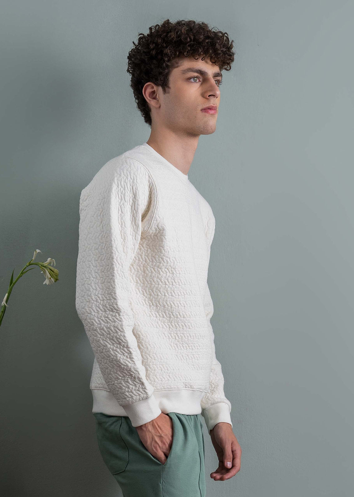 jersey knit Sweatshirt in Ivory