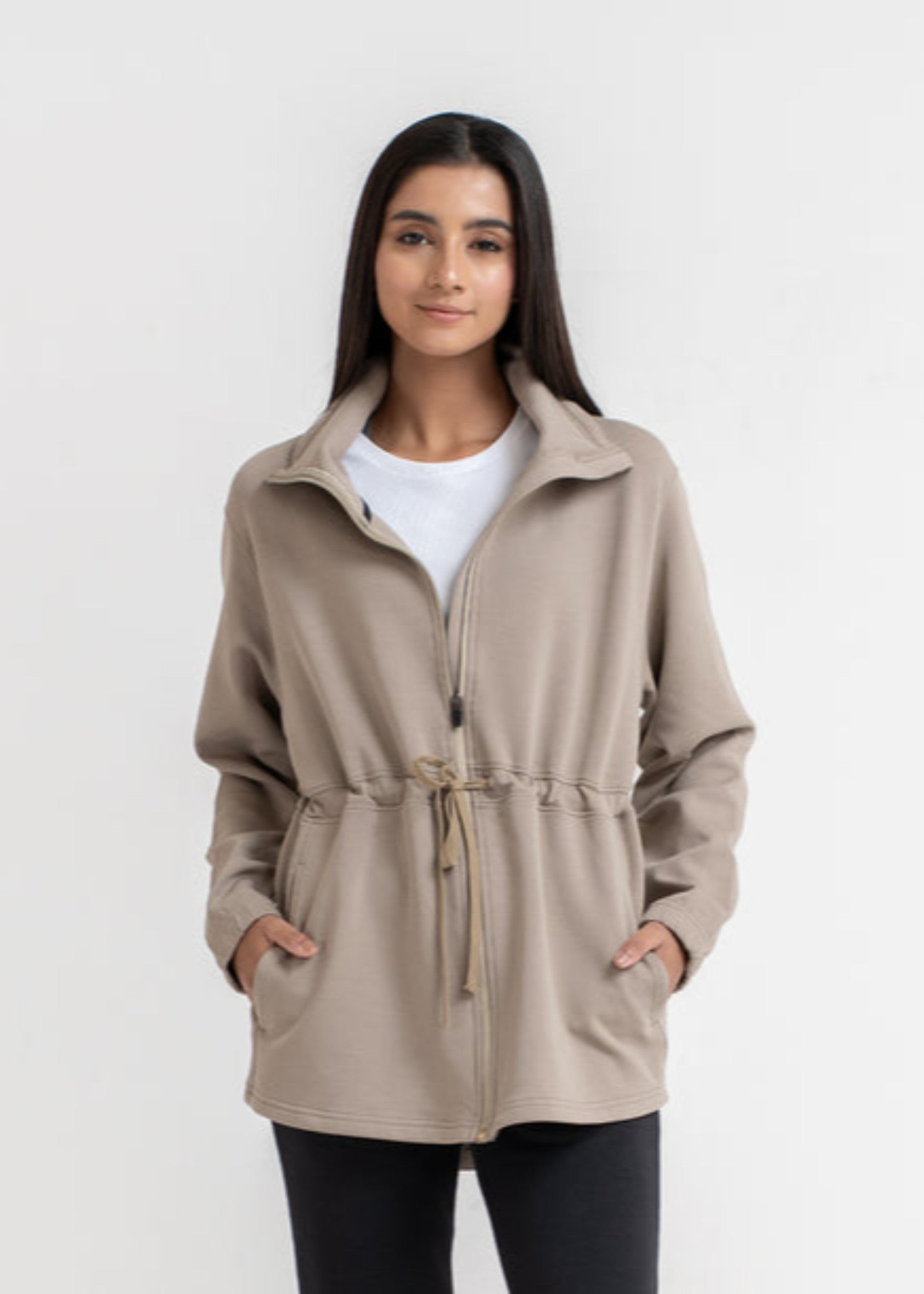 cotton-spandex Jacket in Beige