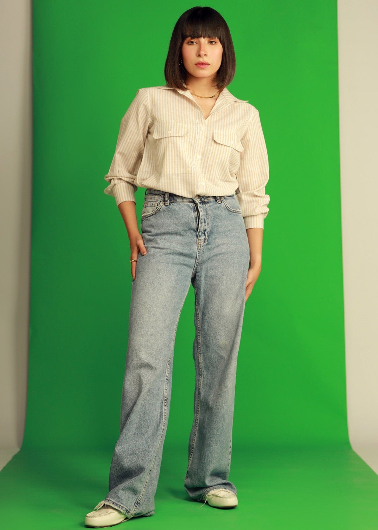 poplin Top in Beige