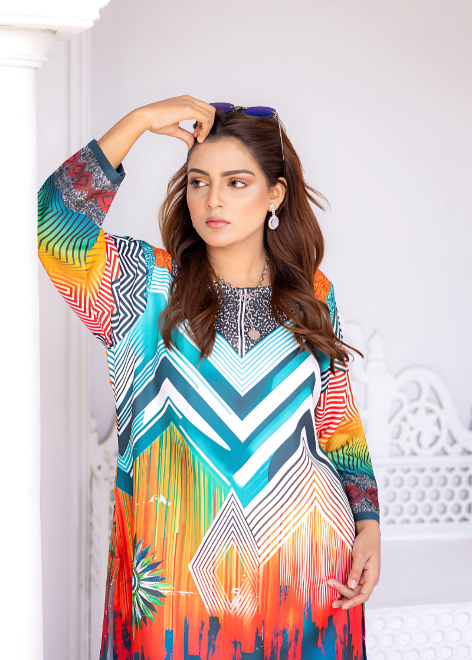 herringbone Kurti in Multi