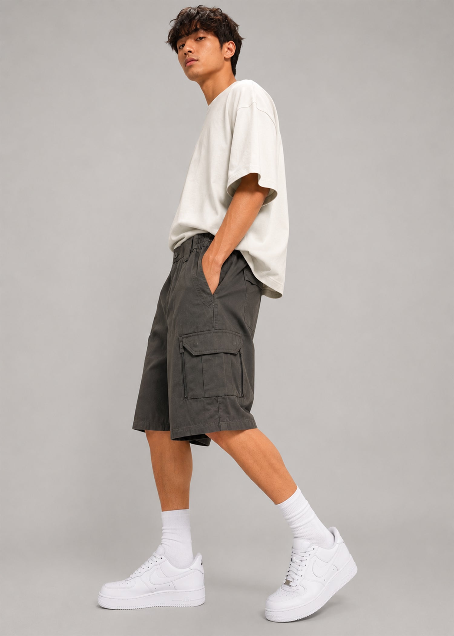 cotton Shorts in Grey