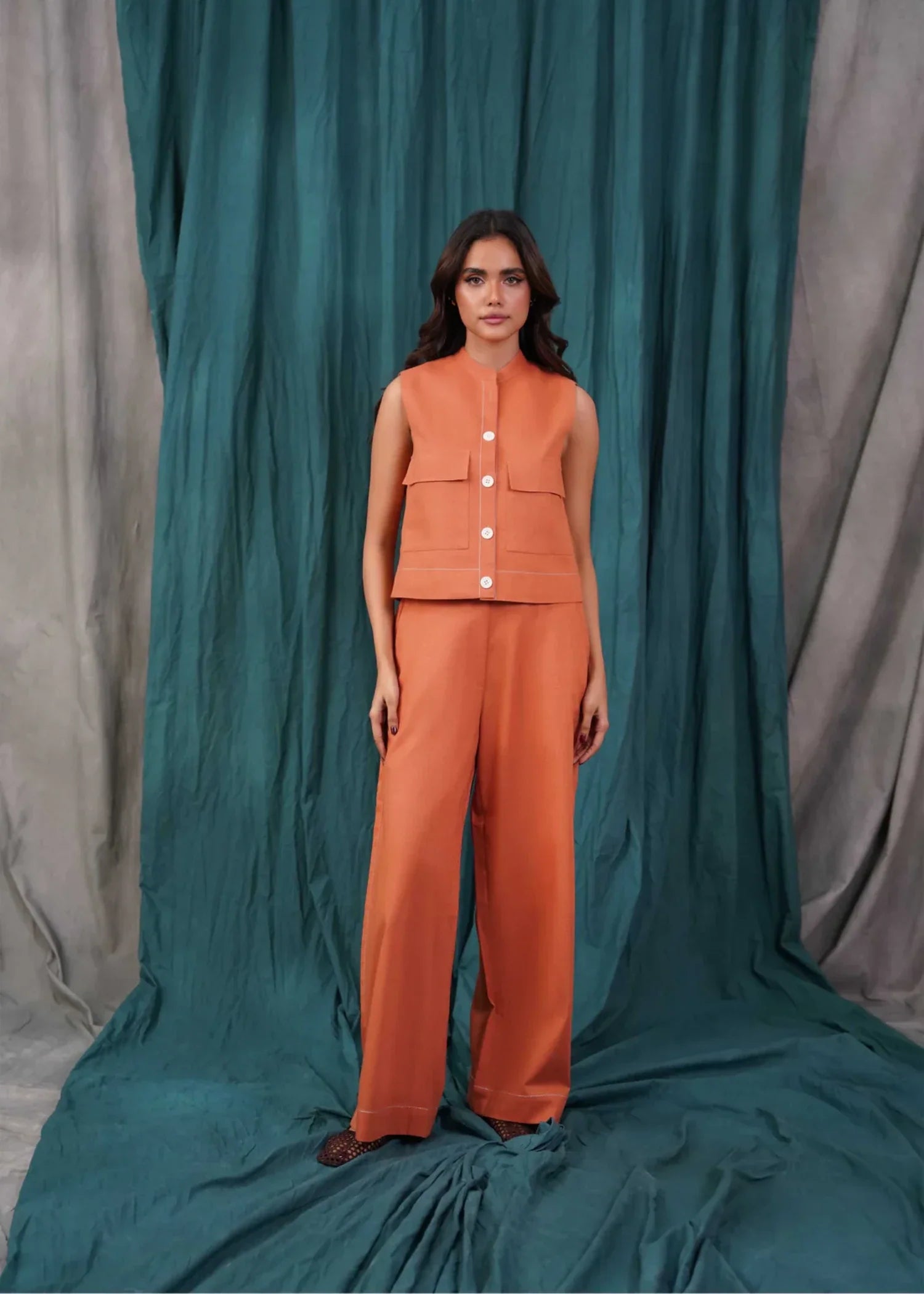 cotton Top in Coral orange