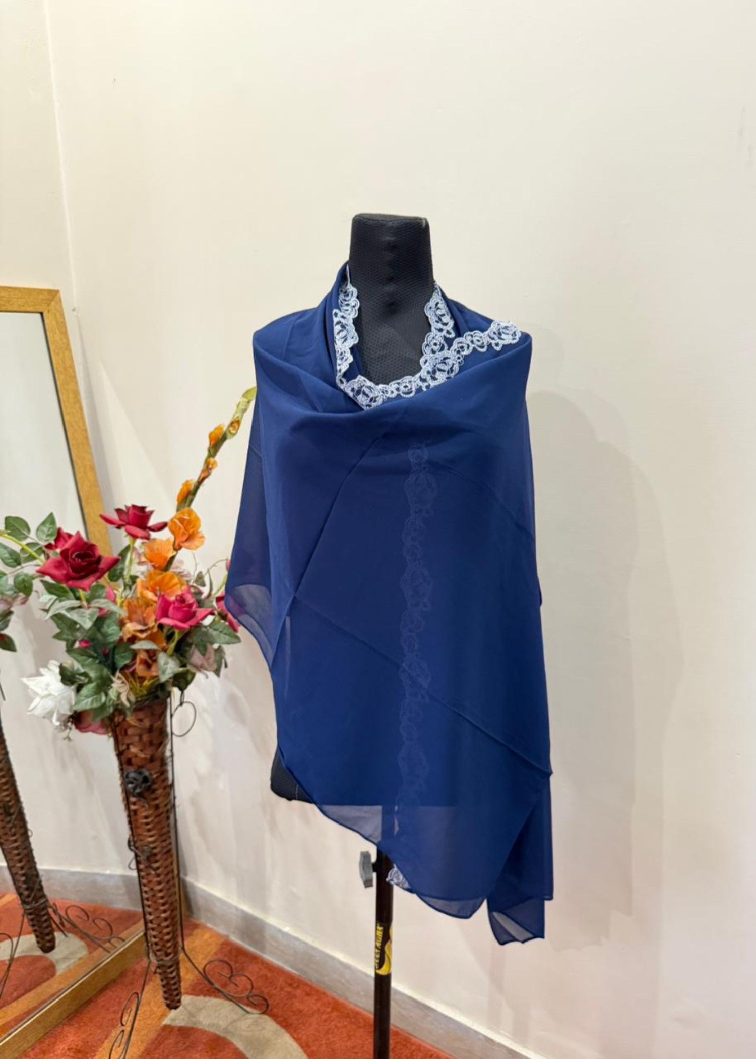 georgette chiffon Hijab in Blue jay