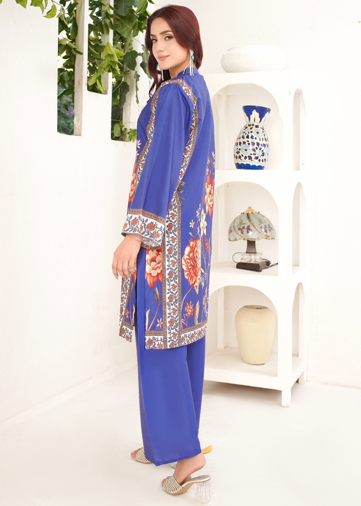 polyester crepe Co Ord Sets in Sapphire blue