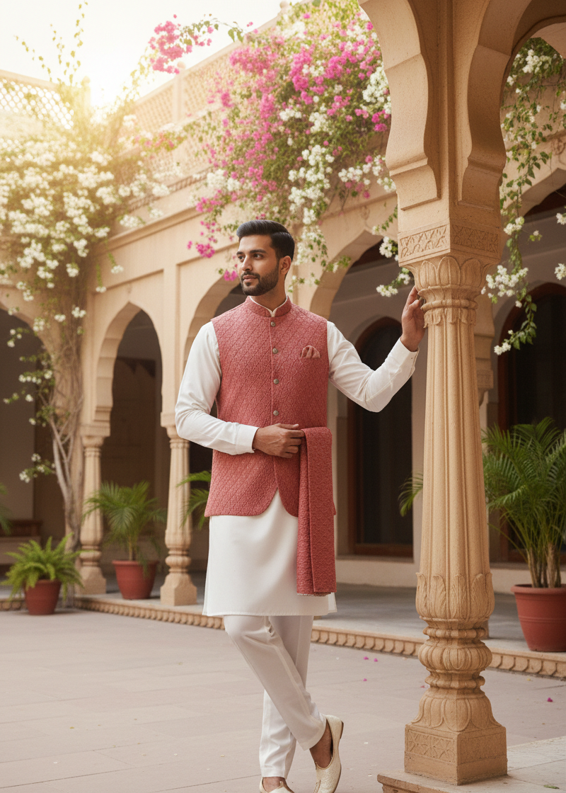 silk Waistcoat in Tea rose pink