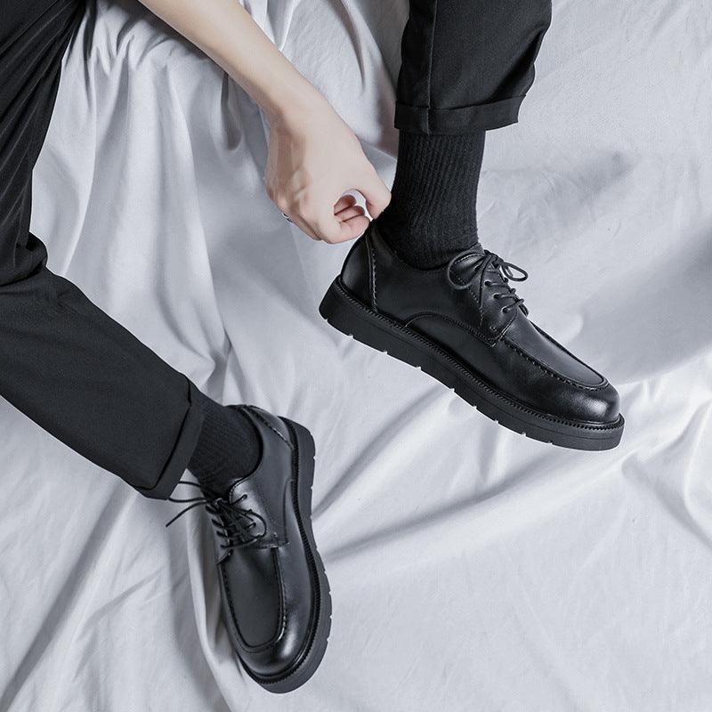 Casual Leather Shoes Men's Trendy Thick-soled Business Formal Wear Big Toe With Suit