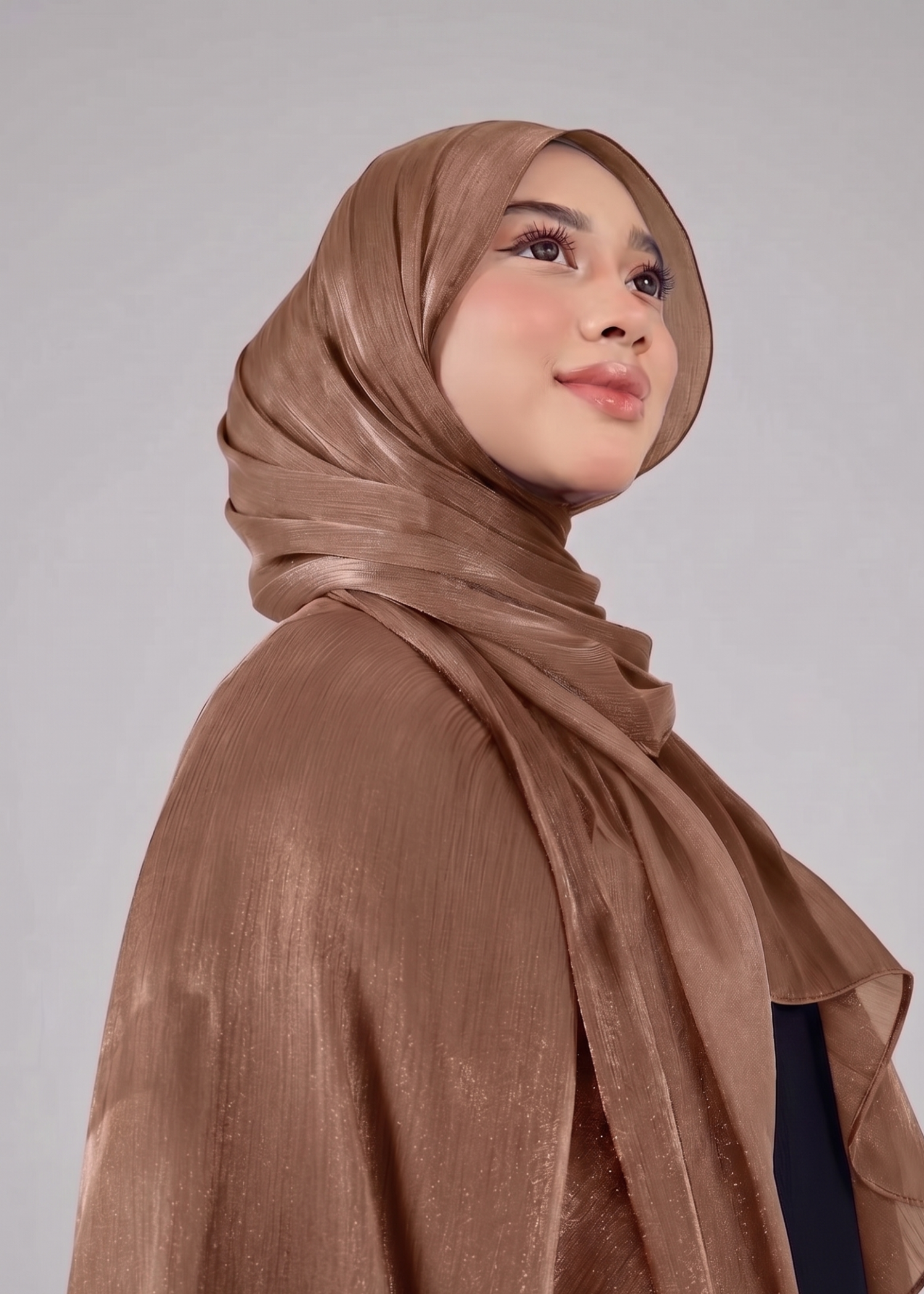 lurex organza Hijab in Bronze orange