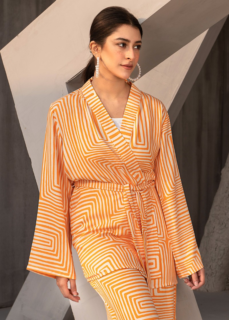 blended grip silk Co Ord Sets in Orange