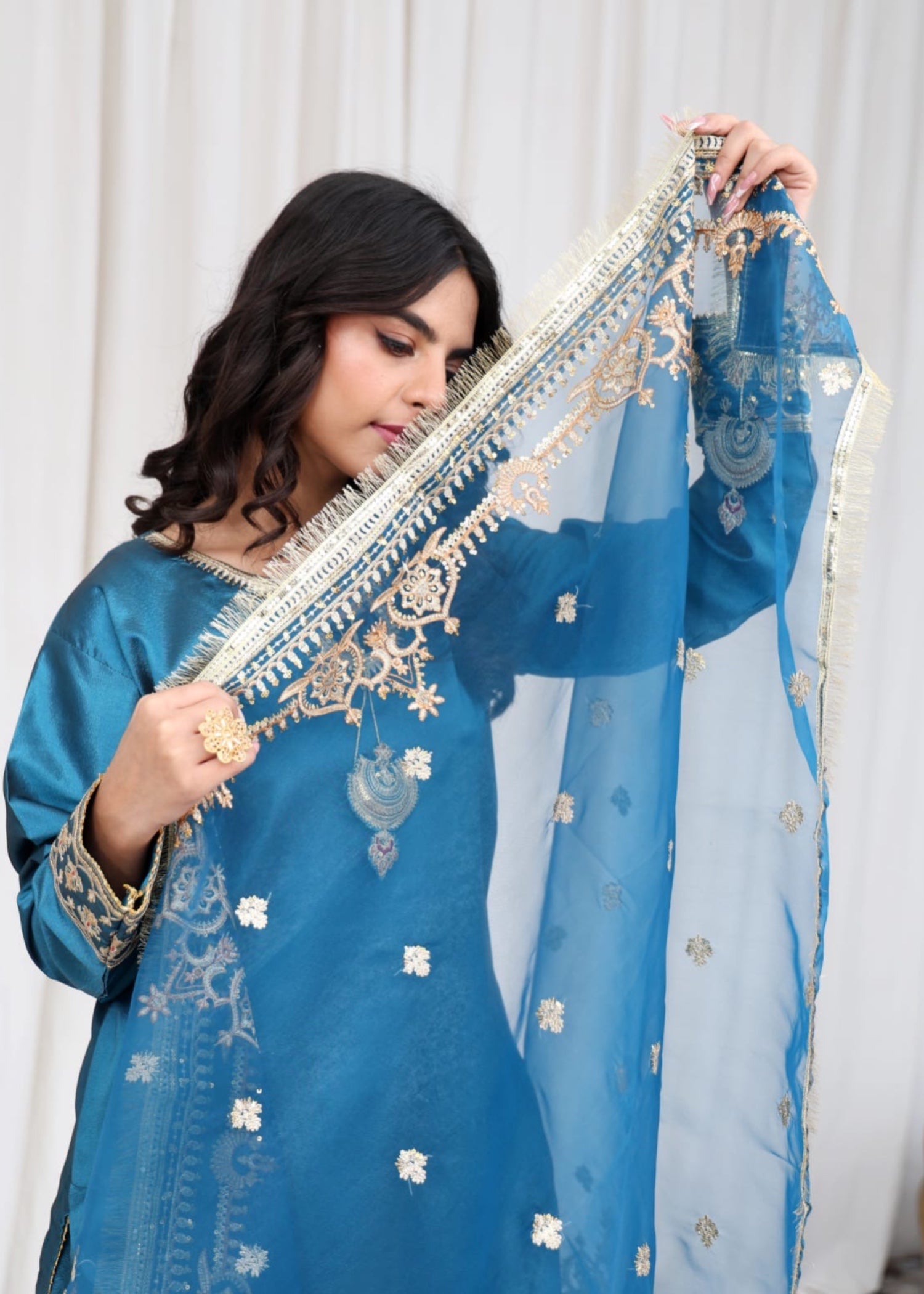silk Kurta Set in Carolina blue