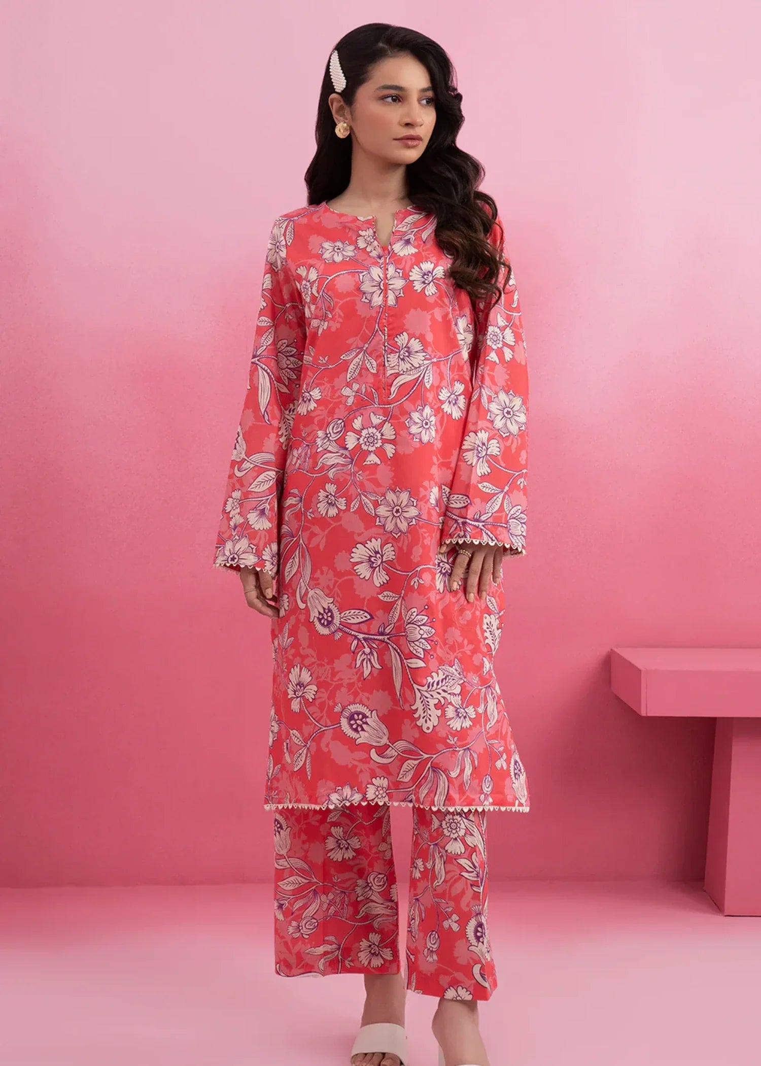 lawn Co Ord Sets in Coral red