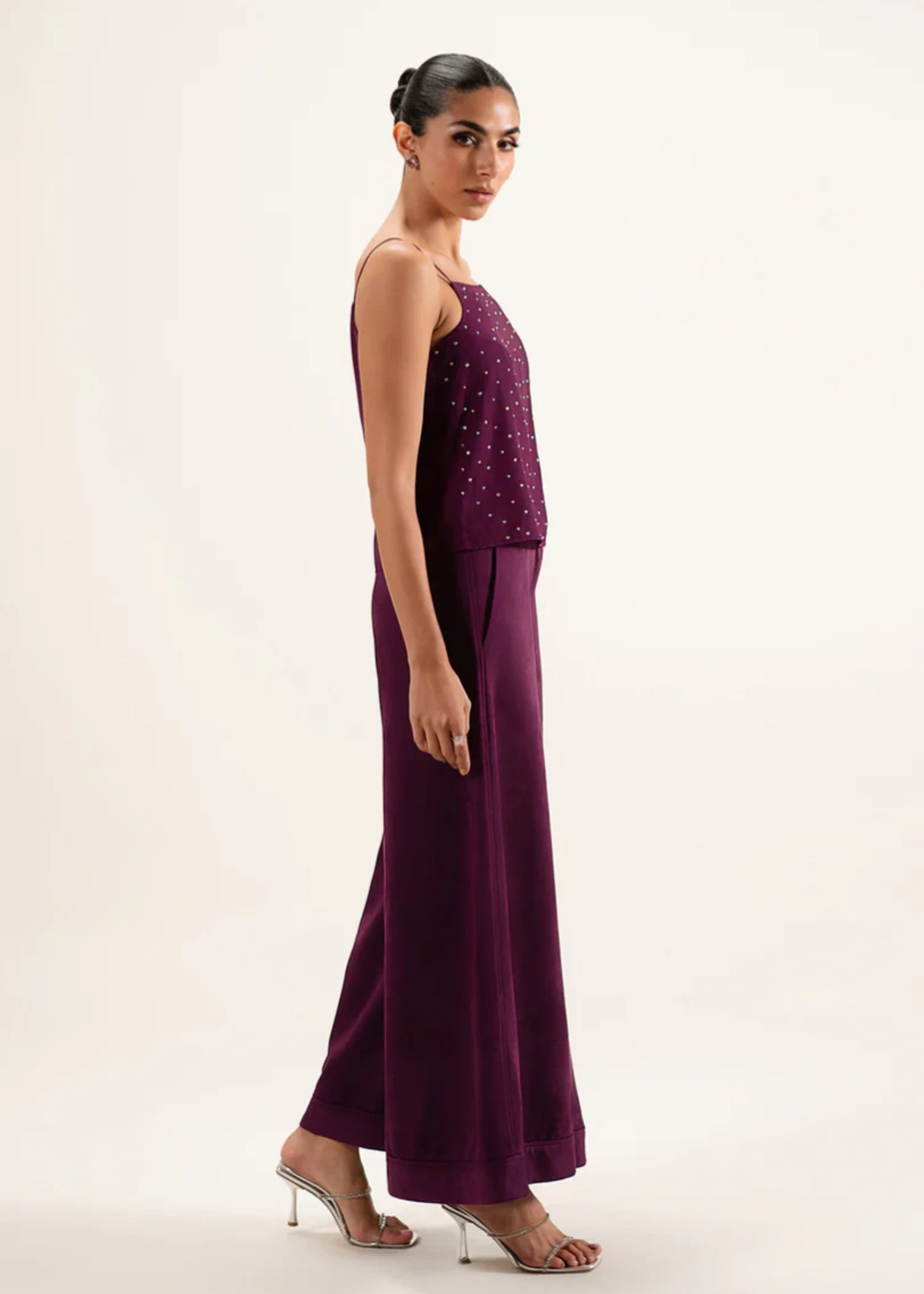 crepe Tank Top in Purple