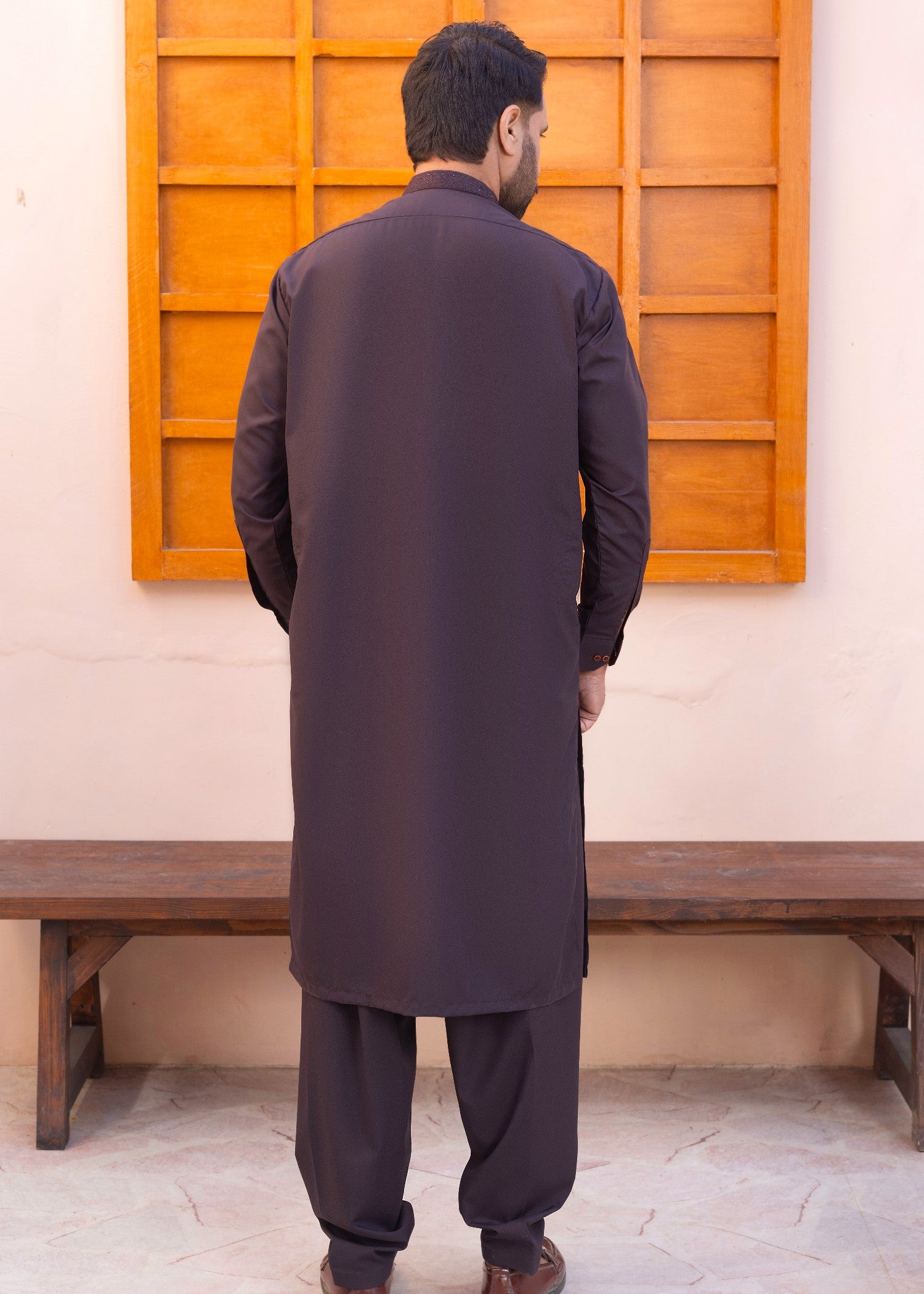 wash & wear Shalwar Kameez in Mocha brown