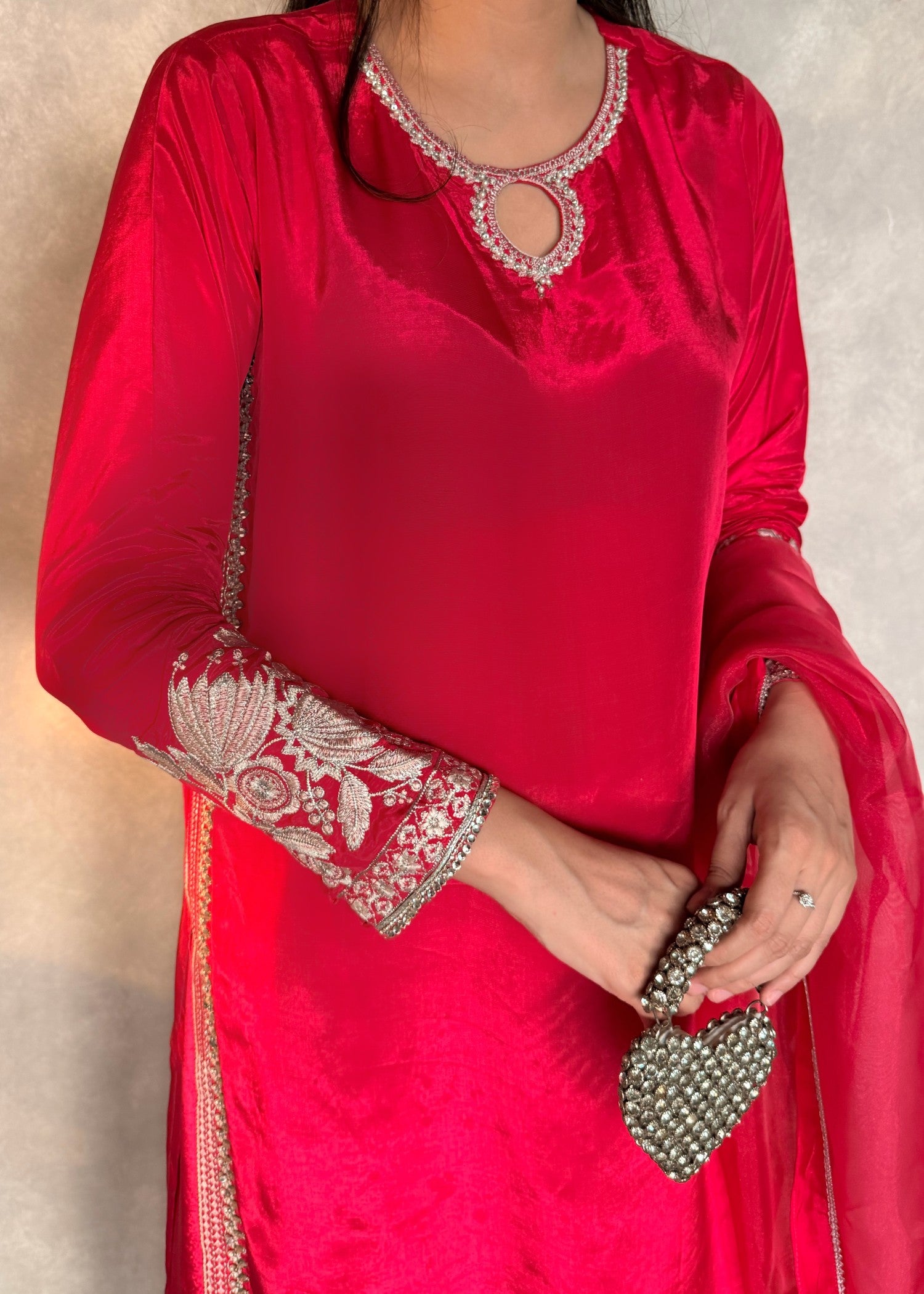 silk Sharara in Hot pink