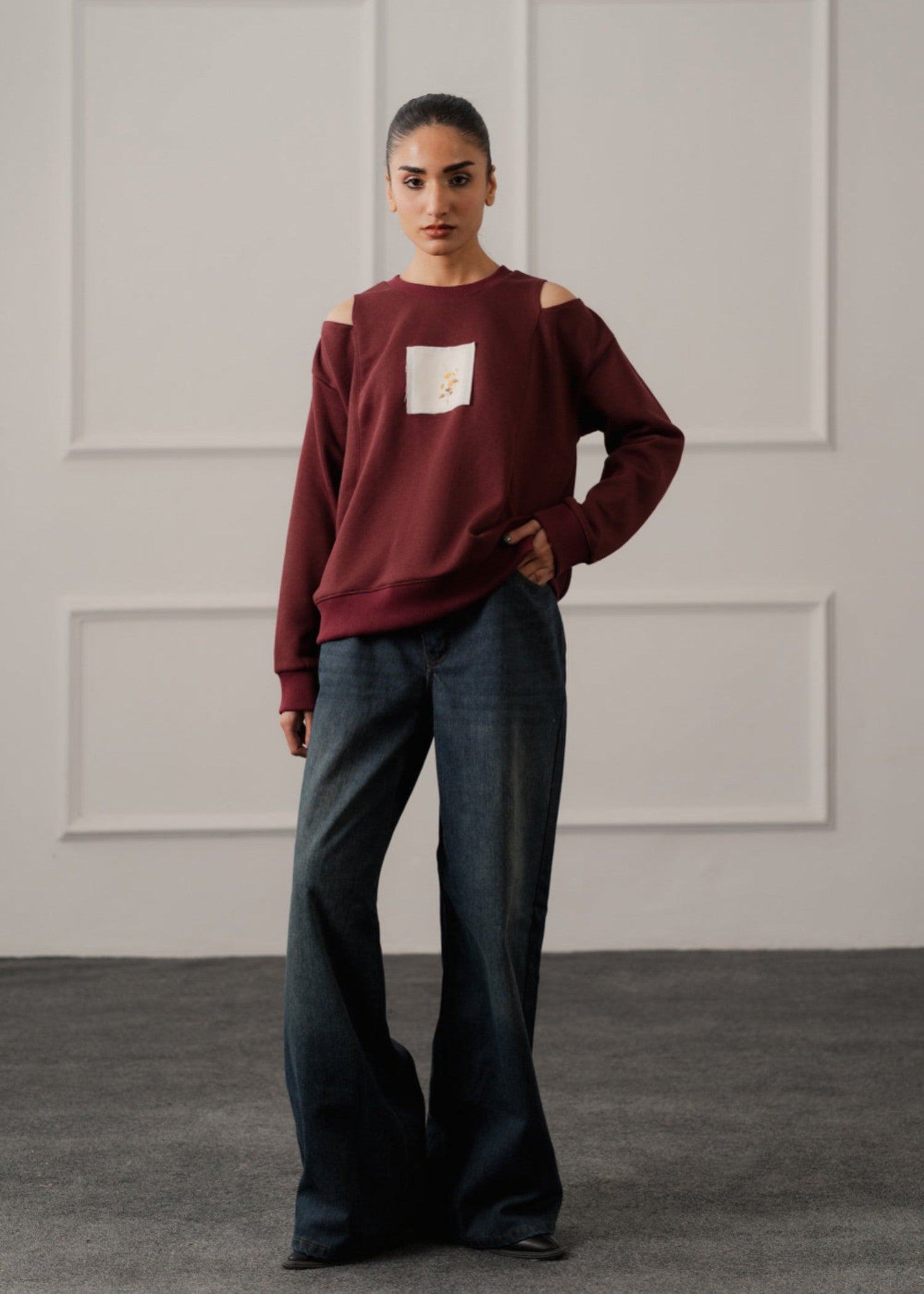 polycotton Sweatshirt in Burgundy