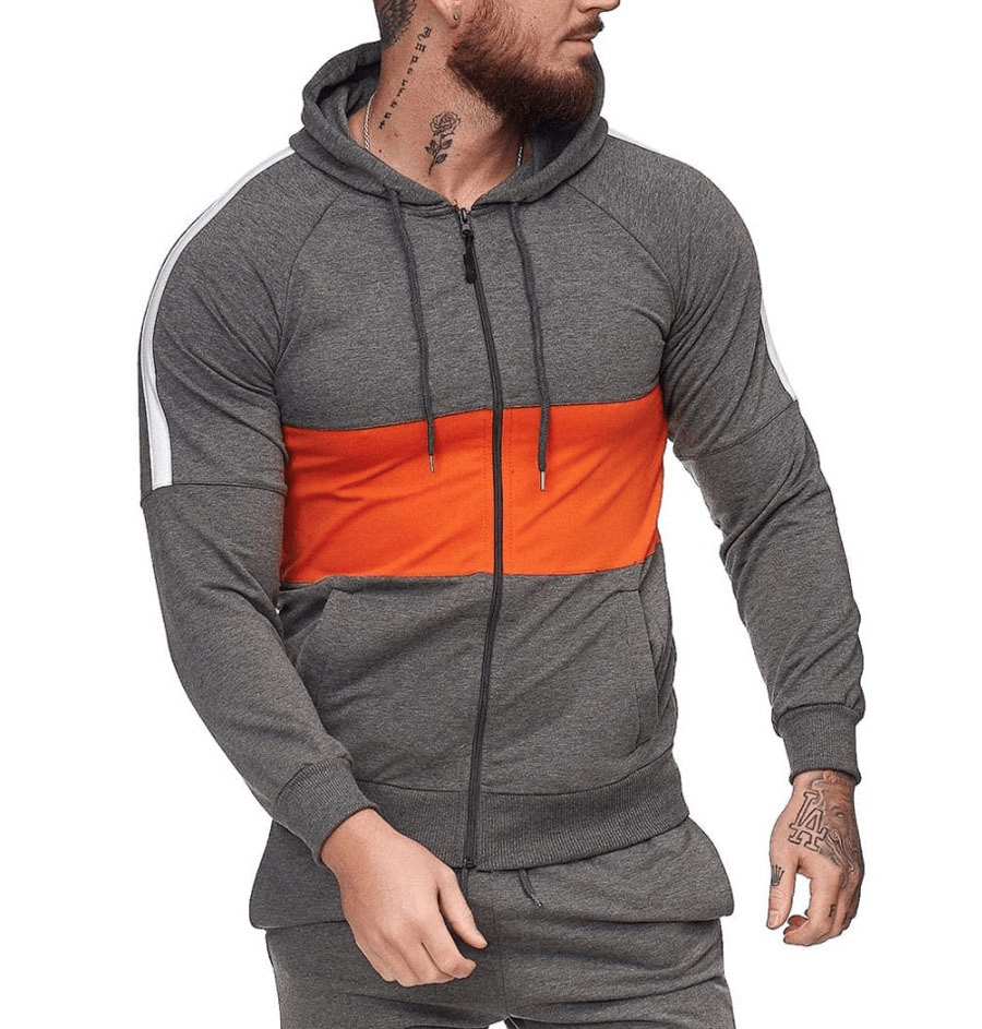Men'S Slim Sports Cardigan Sweater Color Block Fashion Casual Jacket Tops