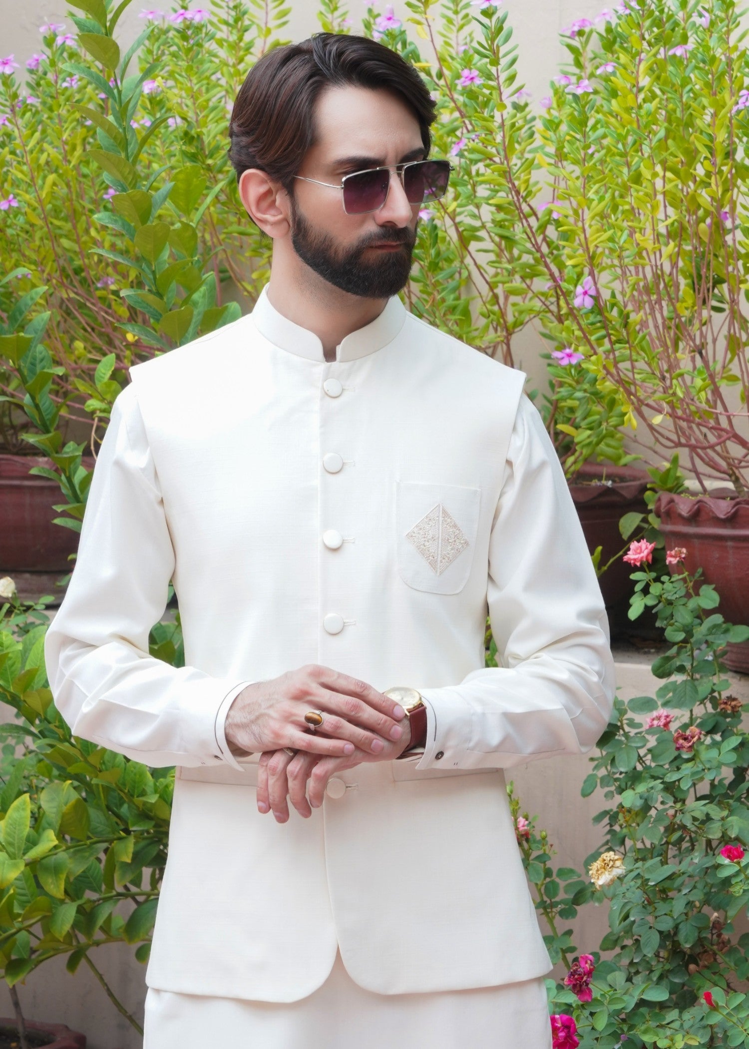 wool Waistcoat in Off-white