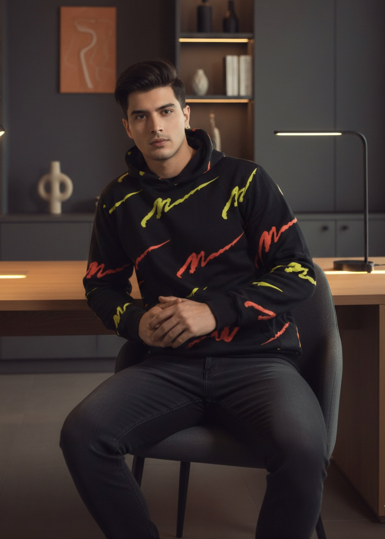terry Hoodie in Black