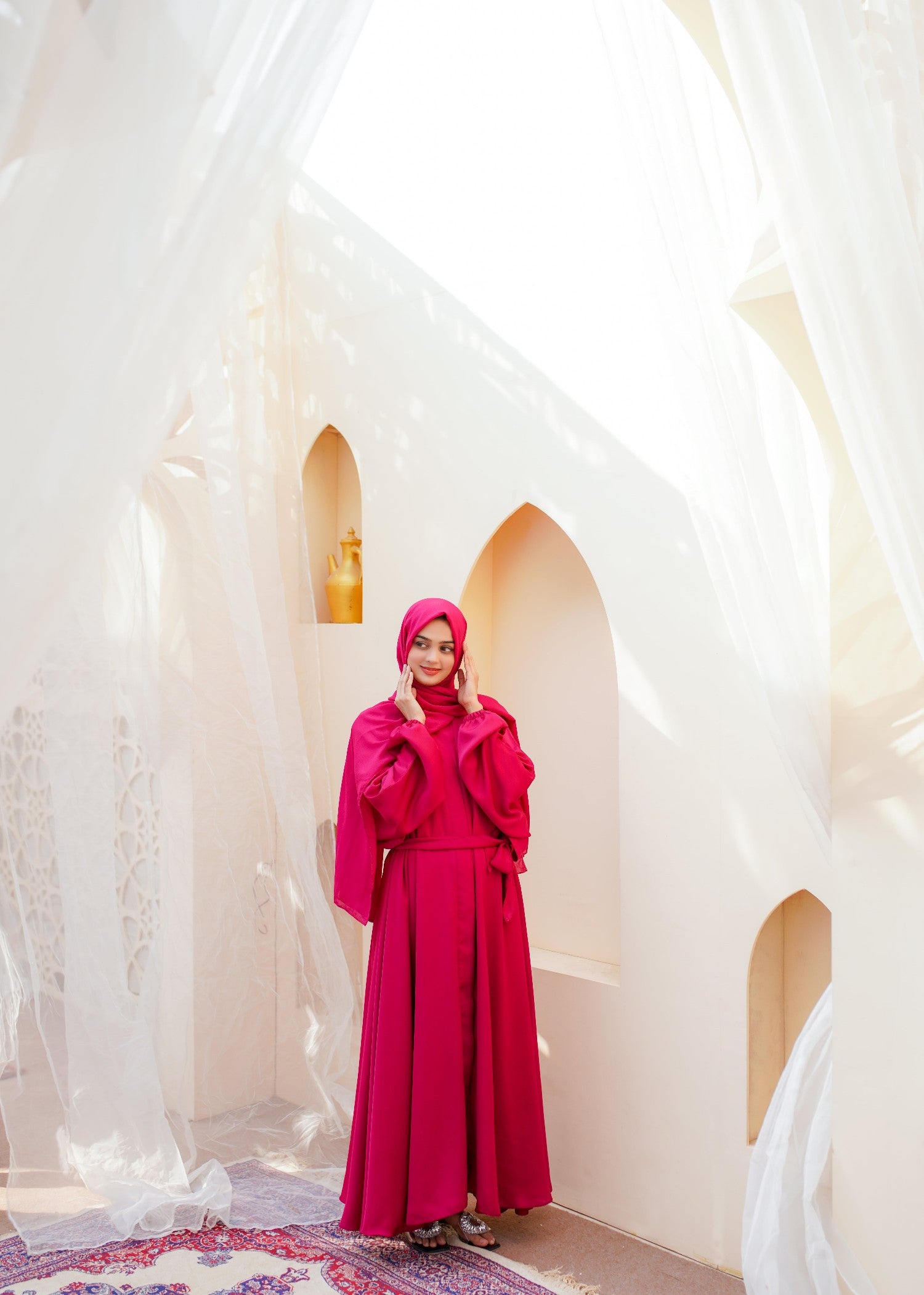 nidha Abaya in Hot pink