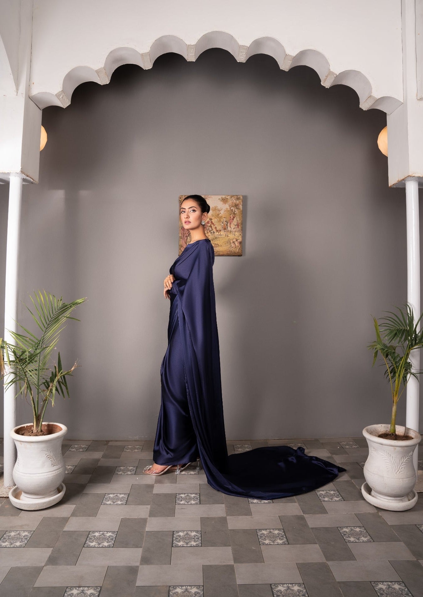 silk Saree in Navy blue