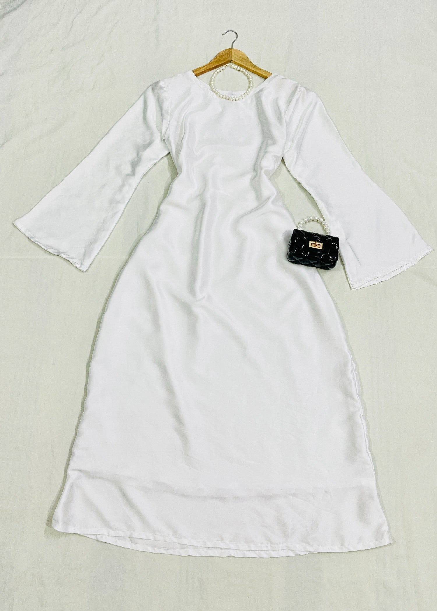 silk Dress in White